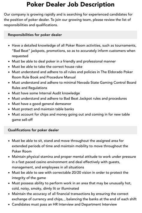 poker dealer jobs|75+ Poker Dealer Jobs, Employment August 27, 2024.